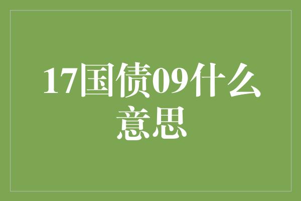 17国债09什么意思