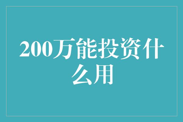 200万能投资什么用