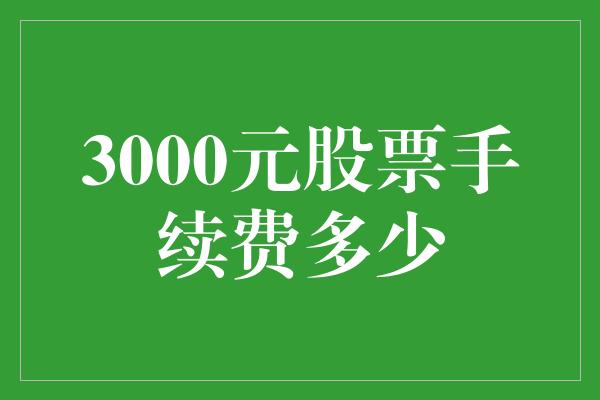 3000元股票手续费多少