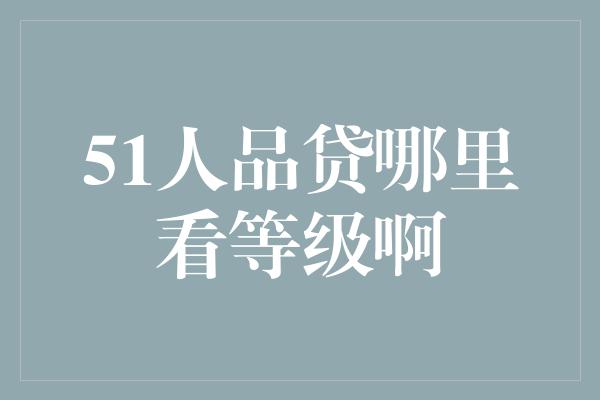 51人品贷哪里看等级啊