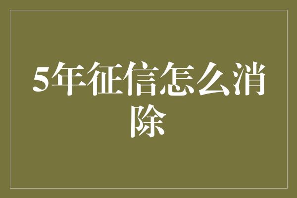 5年征信怎么消除