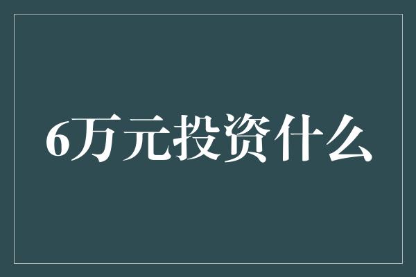 6万元投资什么