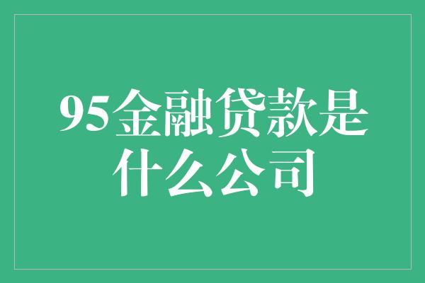 95金融贷款是什么公司