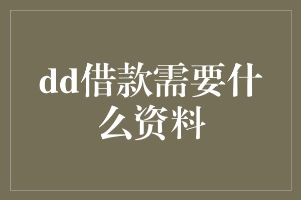 dd借款需要什么资料