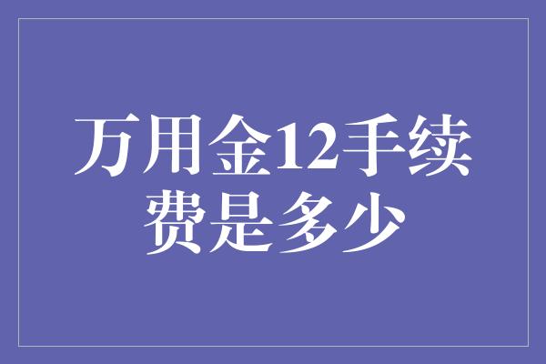 万用金12手续费是多少