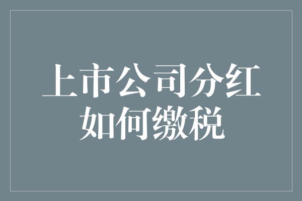 上市公司分红如何缴税