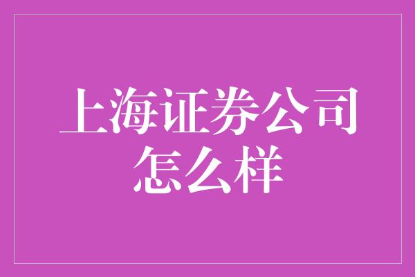 上海证券公司怎么样