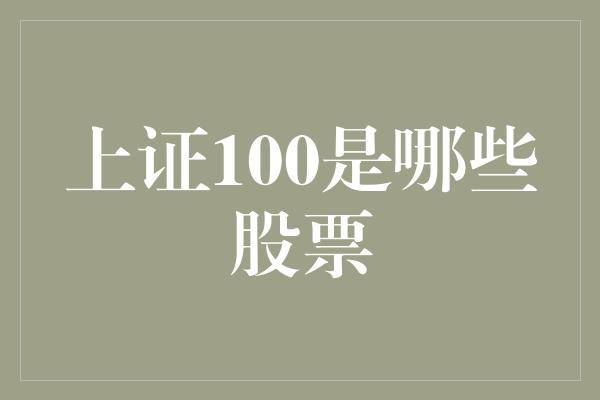 上证100是哪些股票