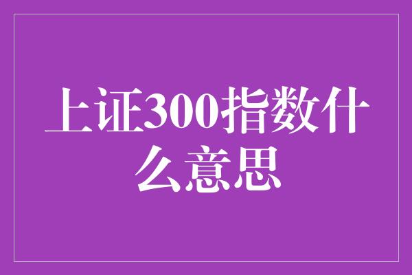 上证300指数什么意思