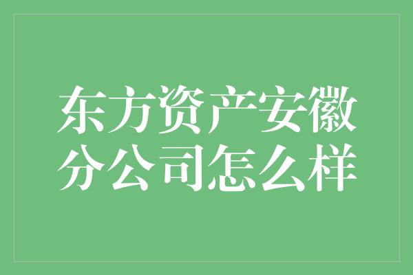 东方资产安徽分公司怎么样