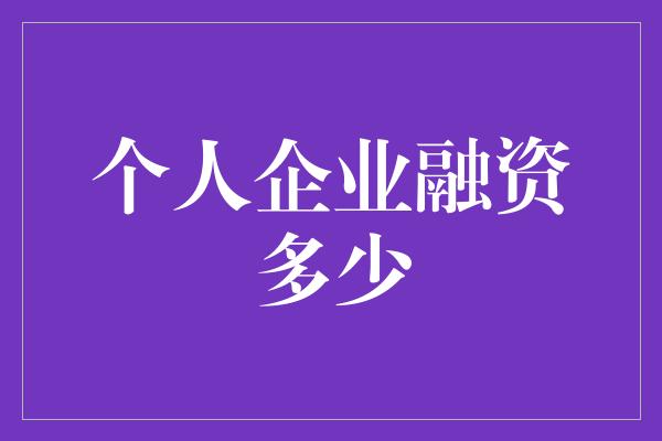 个人企业融资多少