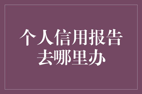 个人信用报告去哪里办