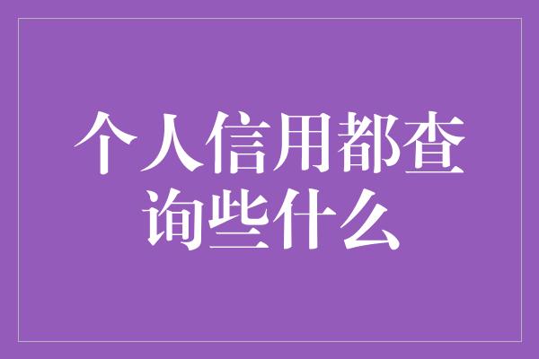 个人信用都查询些什么