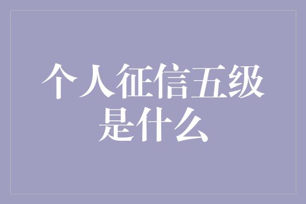 个人征信五级是什么