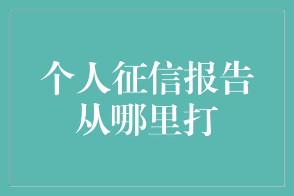 个人征信报告从哪里打