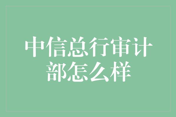 中信总行审计部怎么样