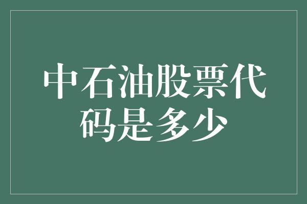 中石油股票代码是多少