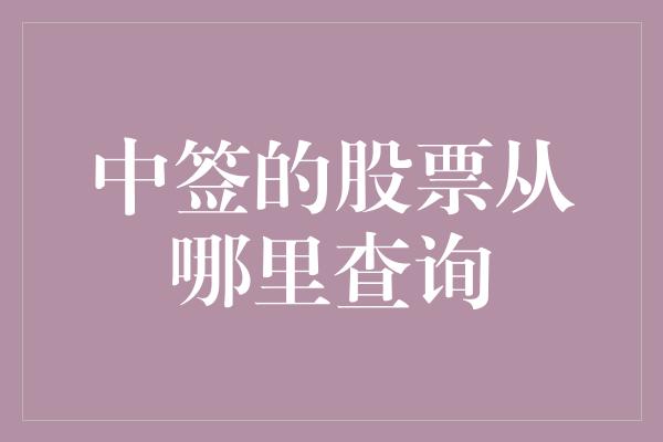 中签的股票从哪里查询