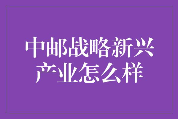 中邮战略新兴产业怎么样