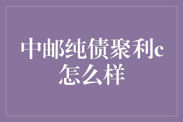 中邮纯债聚利c怎么样