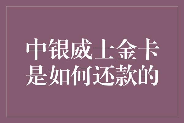 中银威士金卡是如何还款的