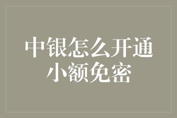 中银怎么开通小额免密