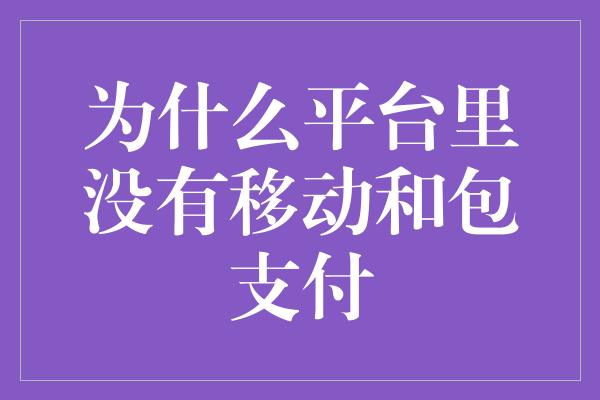 为什么平台里没有移动和包支付