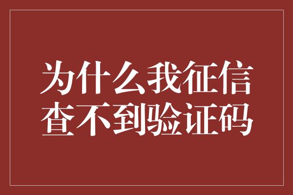 为什么我征信查不到验证码