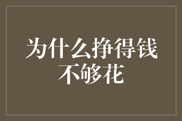 为什么挣得钱不够花