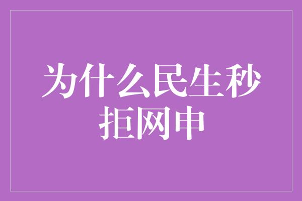 为什么民生秒拒网申