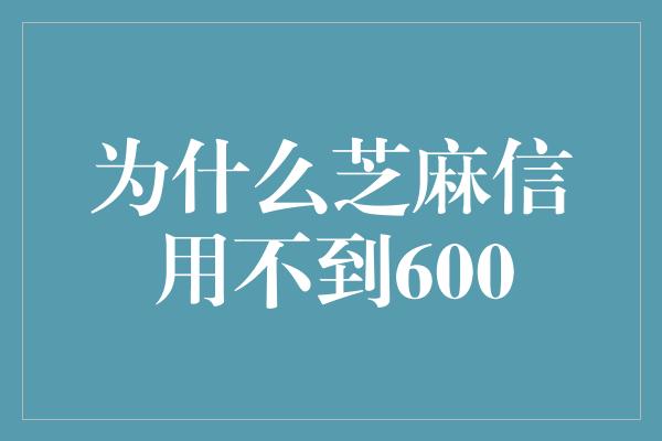 为什么芝麻信用不到600