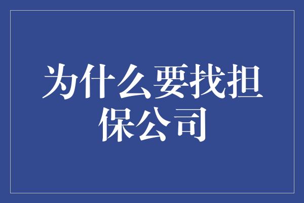 为什么要找担保公司