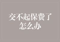 交不起保费了怎么办？ - 应对保险缴费困境的方法与建议