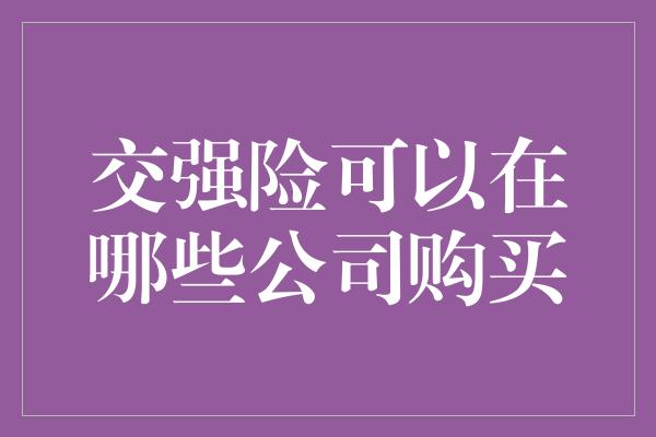 交强险可以在哪些公司购买