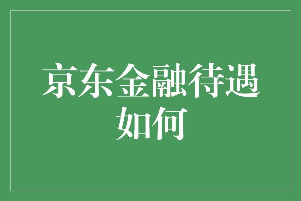 京东金融待遇如何