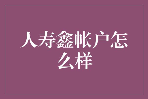 人寿鑫帐户怎么样