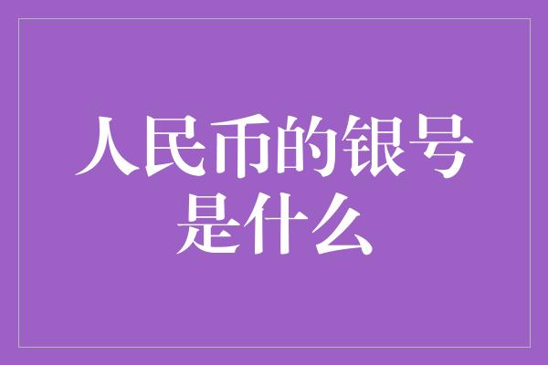 人民币的银号是什么