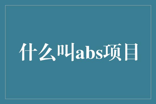 什么叫abs项目