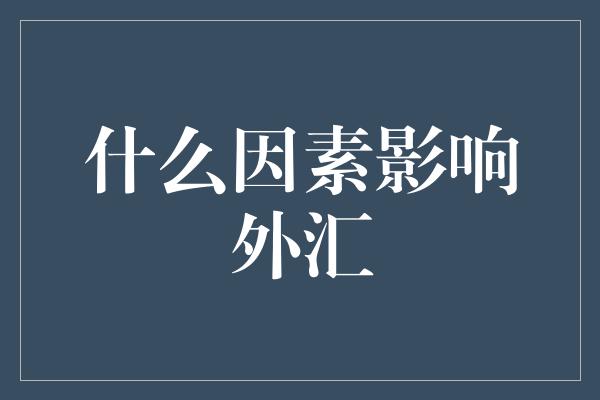 什么因素影响外汇