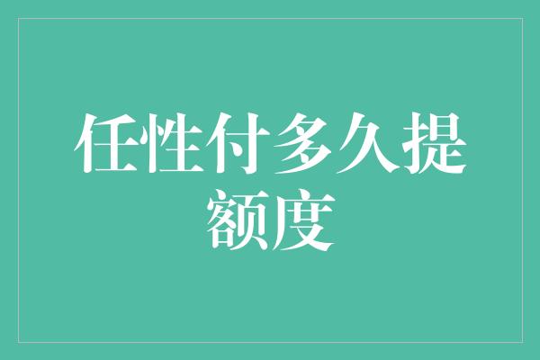 任性付多久提额度