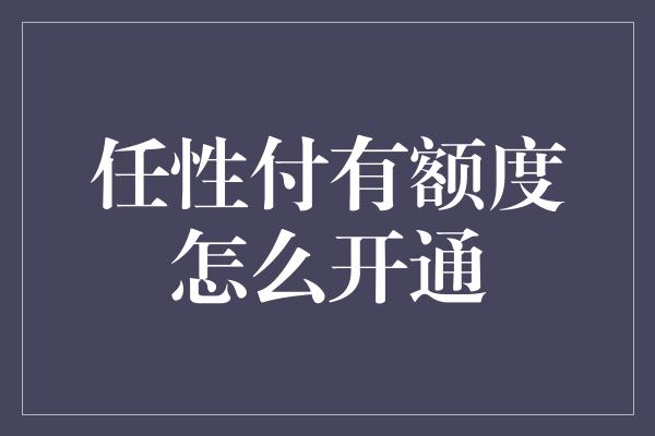 任性付有额度怎么开通