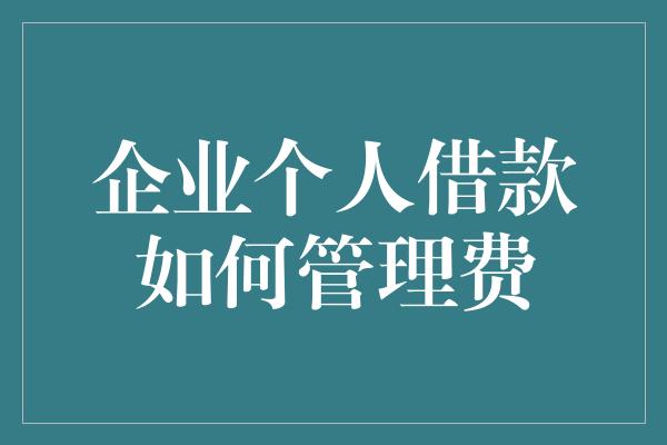 企业个人借款如何管理费