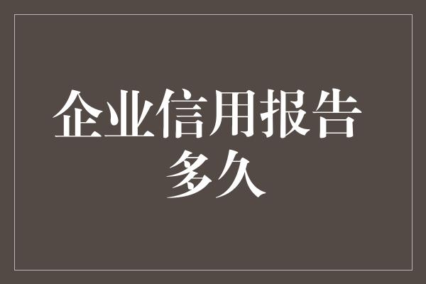 企业信用报告 多久