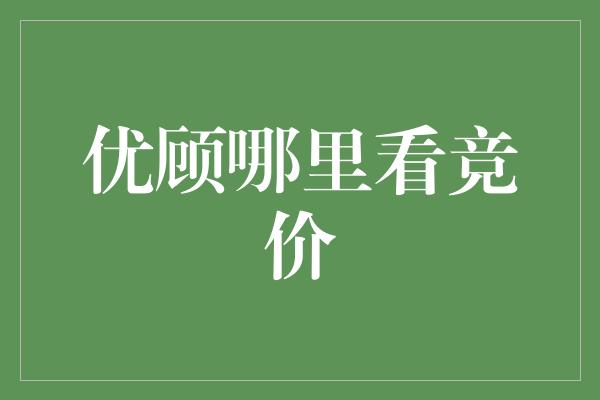 优顾哪里看竞价