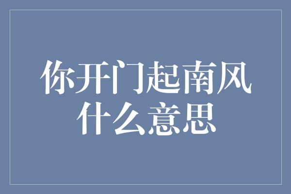 你开门起南风什么意思