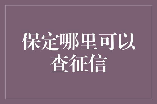 保定哪里可以查征信