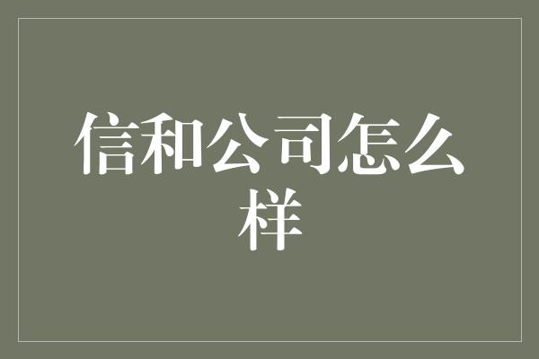 信和公司怎么样