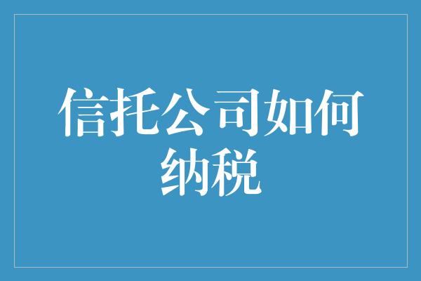 信托公司如何纳税