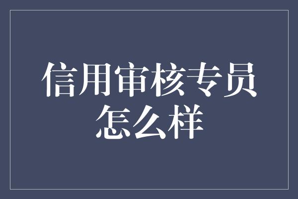 信用审核专员怎么样