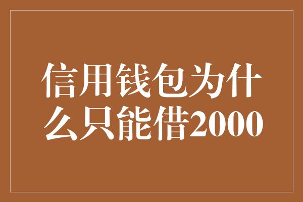 信用钱包为什么只能借2000